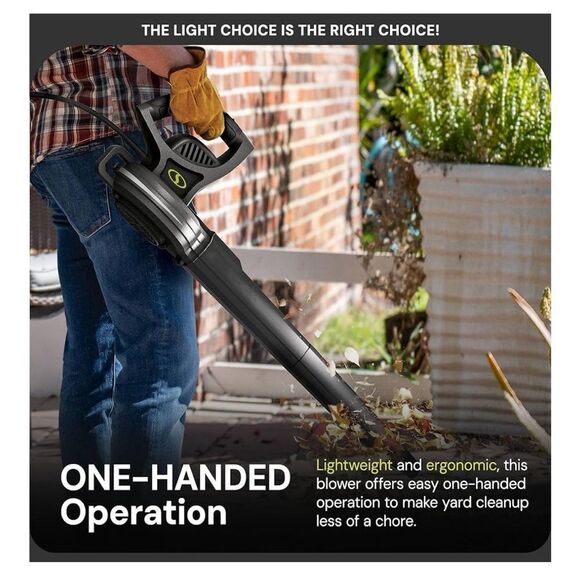 Sun Joe All-Purpose Electric Leaf Blower, 6-Amp Motor, 155 MPH, 260 CFM, Black. - Picture 7 of 15